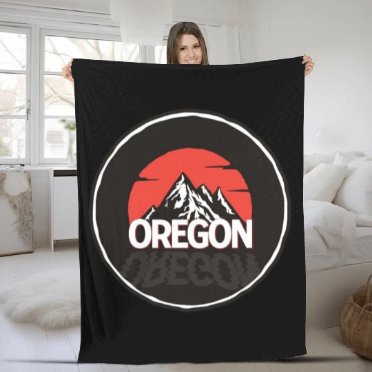Oregon - Mountains & Sunrise Fleece Blankets