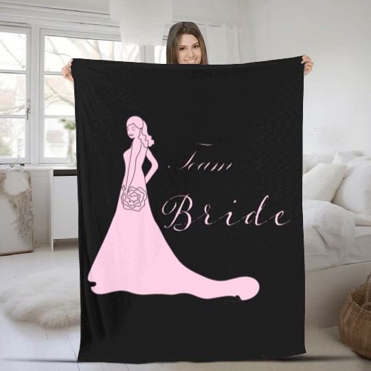 team bride pink silhouette bachelorette party Fleece Blankets