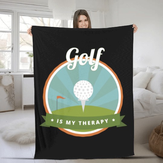 Funny Golf Is My Therapy Golfing Dad Fathers Day Fleece Blankets