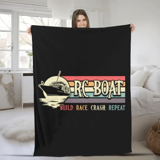 RC Boat Build Race Crash Repeat Model RC Boats Fleece Blankets