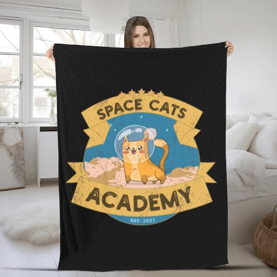 Space Cats Academy Fleece Blankets