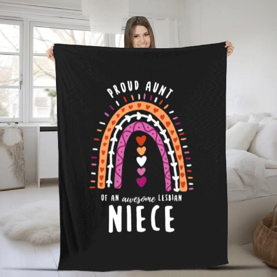 Proud Aunt Lesbian Niece Rainbow Fleece Blankets