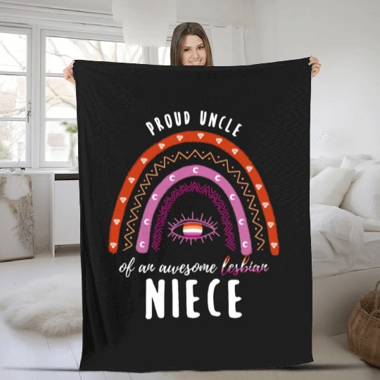 Rainbow Uncle Lesbian Niece Fleece Blankets