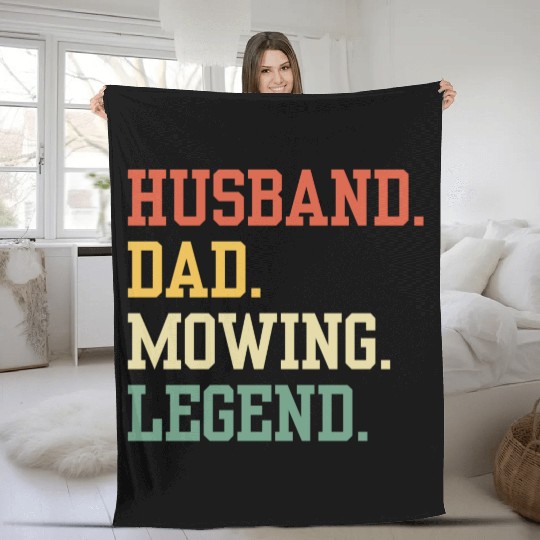 Husband Dad Mowing Legend Fleece Blankets