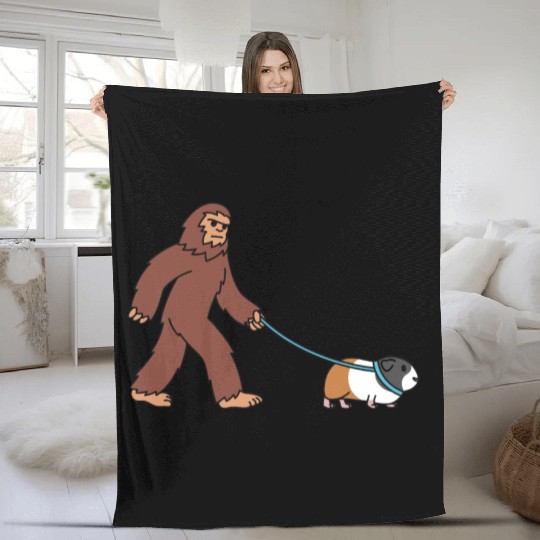 Bigfoot Sasquatch Walking Guinea Pig Fleece Blankets