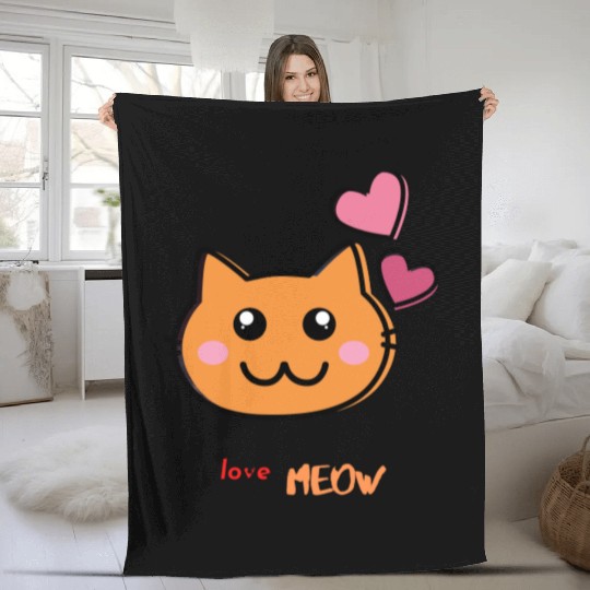 i love meow Fleece Blankets