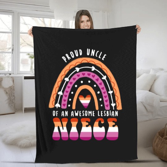 Proud Uncle Awesome Lesbian Niece Fleece Blankets