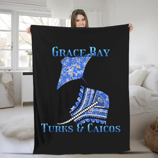Grace Bay Vacation Tribal Stingrays Fleece Blankets