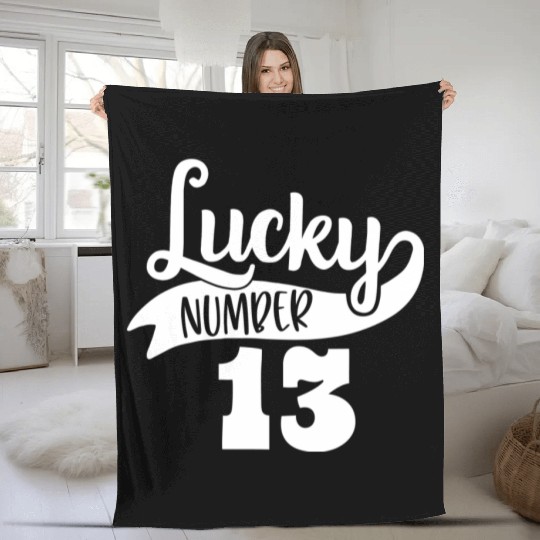 Lucky Number 13 Birthday Party Design Fleece Blankets