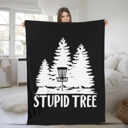 Stupid Tree Disc Golf Fleece Blankets