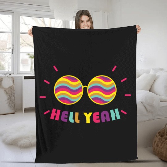 Pride Month - Hell Yeah - Rainbow Glasses Fleece Blankets