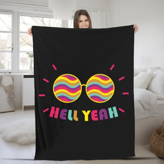 Pride Month - Hell Yeah - Rainbow Glasses Fleece Blankets