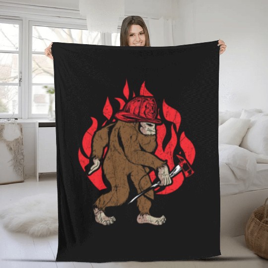 Firefighting Fireman Firefighter Fire Bigfoot Fleece Blankets