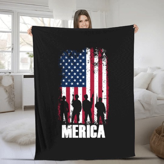 MERICA Independence Day USA 4th of July gift Fleece Blankets