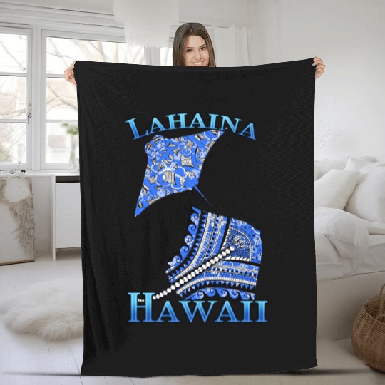 Lahaina Vacation Tribal Stingrays Fleece Blankets