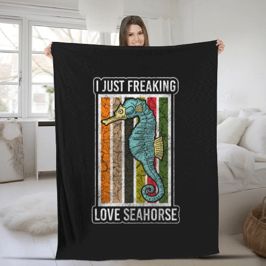 Sea Horse Swimming Ocean Fleece Blankets