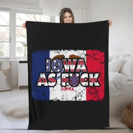 America US Flag State Flag Iowa Fleece Blankets