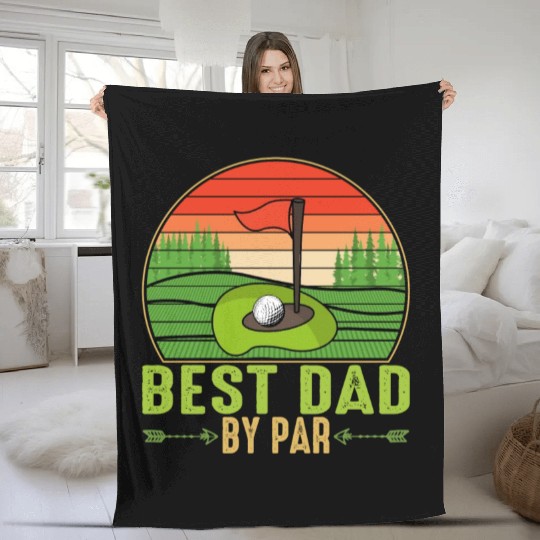 Best Dad By Par Golfing Fathers Day Matching Fleece Blankets