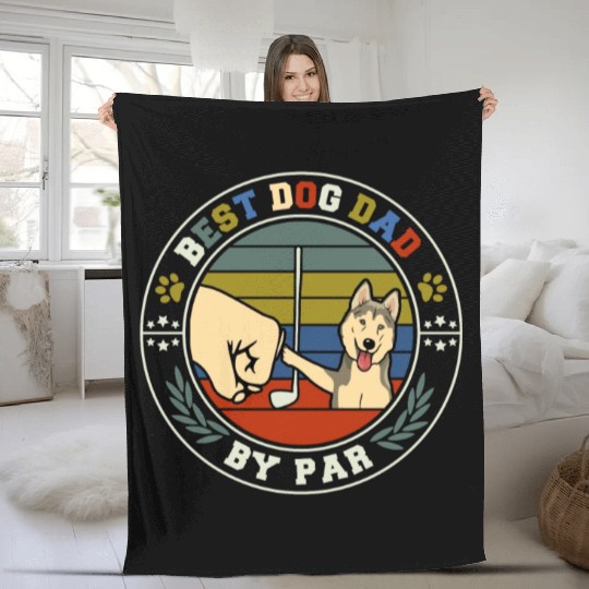 Best Dog Dad By Par Fleece Blankets