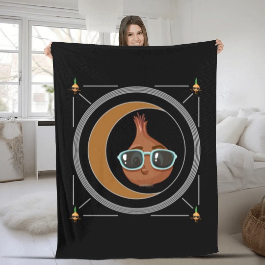 Onion Vegetable Fleece Blankets, Onion Wearing Sunglasses