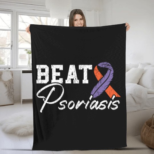 Beat Psoriasis Skin Disease Psoriasis Awareness Fleece Blankets