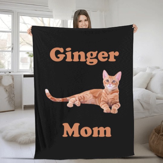 Ginger Cat Mom Fleece Blankets
