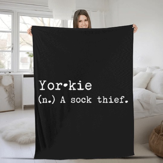 A Sock Thief Yorkshire Terrier Fleece Blankets