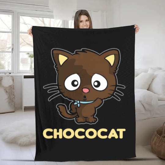 ChocoCat Brown Cat Ebony Kitty Fleece Blankets