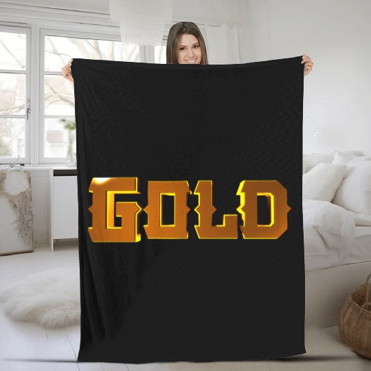 Gold Stylized Text Fleece Blankets
