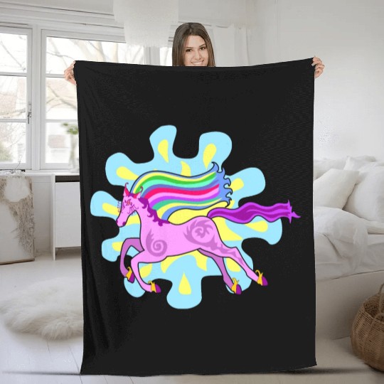 Dream Rainbow Magic Horse Fleece Blankets