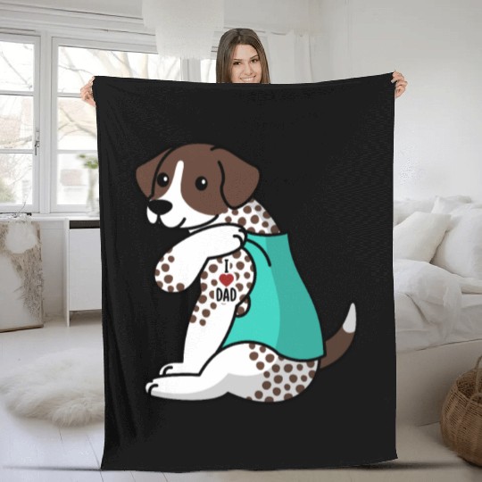 I Love Dad German Shorthaired Pointer Fleece Blankets