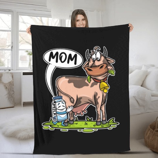 Milk Cartons Call Cow Mom Milk Farmer Cow Fleece Blankets