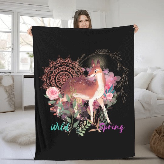 Sweet Deer In Wild Spring - 10 Fleece Blankets