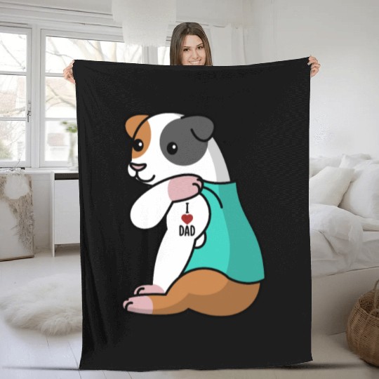 I Love Dad Guinea Pig Fleece Blankets