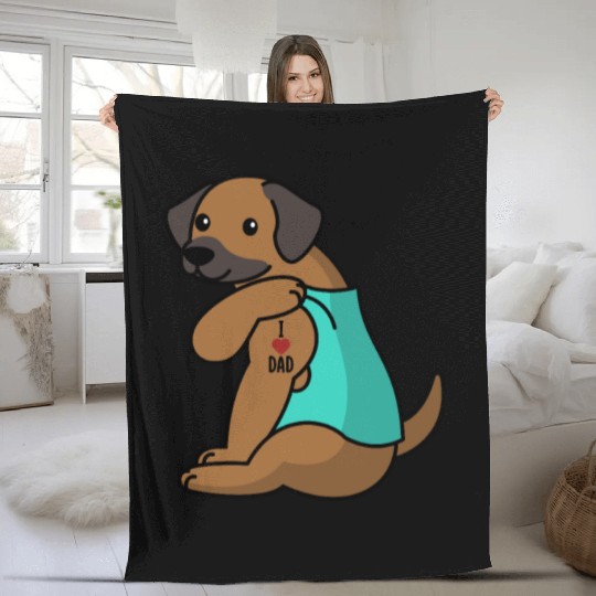 I Love Dad Rhodesian Ridgeback Fleece Blankets