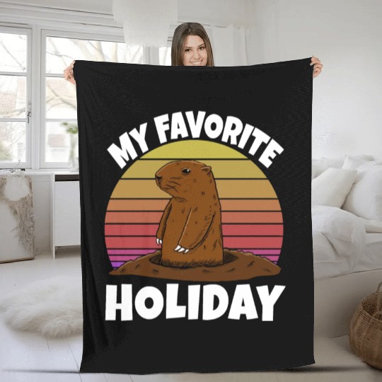 My Favourite Holiday Groundhog Fleece Blankets