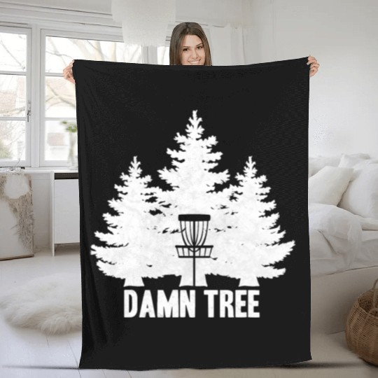 Disc Golf Stupid Tree Fleece Blankets I Men Women Gift