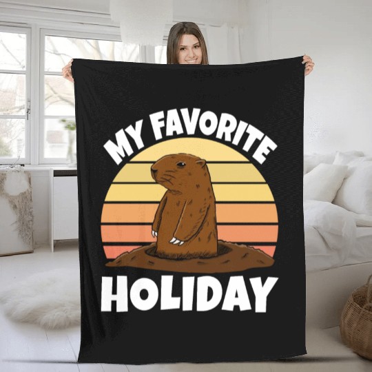 My Favourite Holiday Groundhog Fleece Blankets