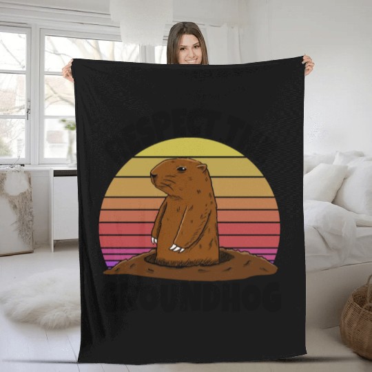 Respect The Groundhog Fleece Blankets