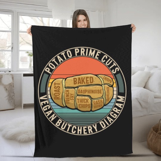 Potato Vegetable Fleece Blankets, Potato Prime Cuts Vegan