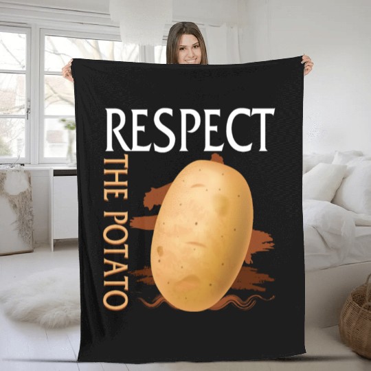 Potato Vegetable Fleece Blankets, Respect The Potato Fleece Blankets,