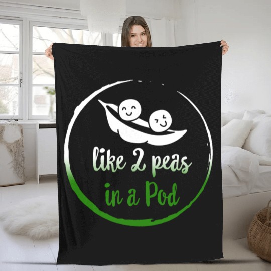 Peas Vegetable Fleece Blankets, Like 2 Peas In Pod,