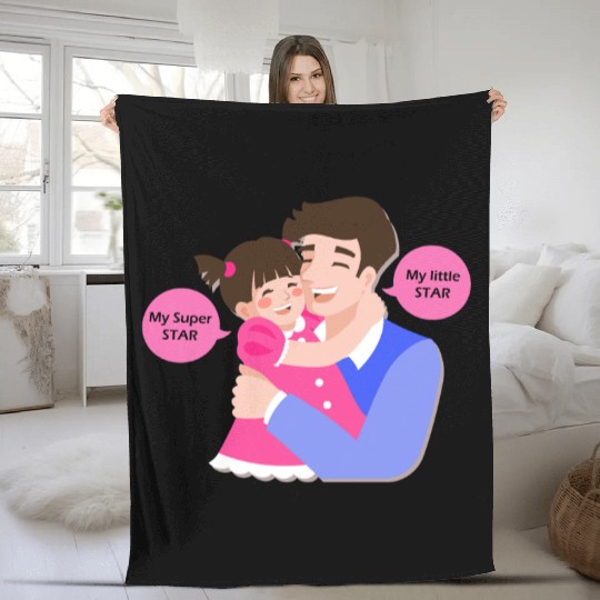 Funny and Best Dad Gift, Girl Dad Father's day Fleece Blankets