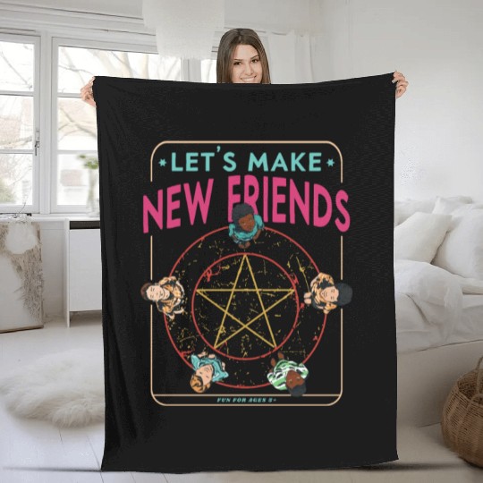 Let's Make New Friends, Retro Occult Wiccan Fleece Blankets