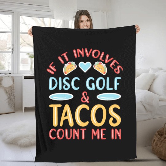 Disc Golf & Tacos Disc Golfer Fleece Blankets