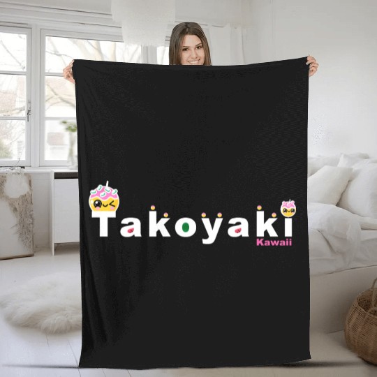 Kawaii Takoyaki Cute Japanese Food Vintage Design Fleece Blankets