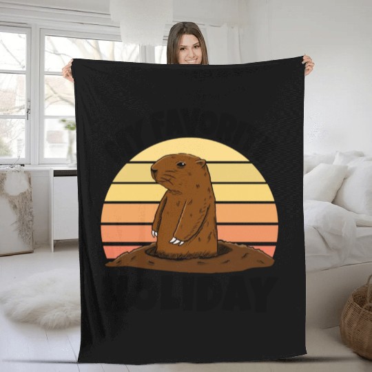 My Favourite Holiday Groundhog Fleece Blankets