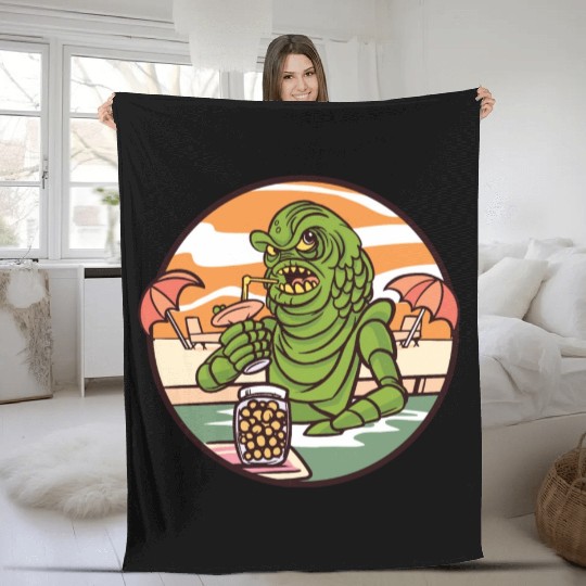 Monster drinking cocktail Monster drinking cocktai Fleece Blankets