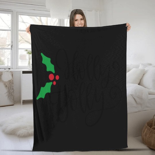 Holly Jolly Mistletoe Holiday Fleece Blankets