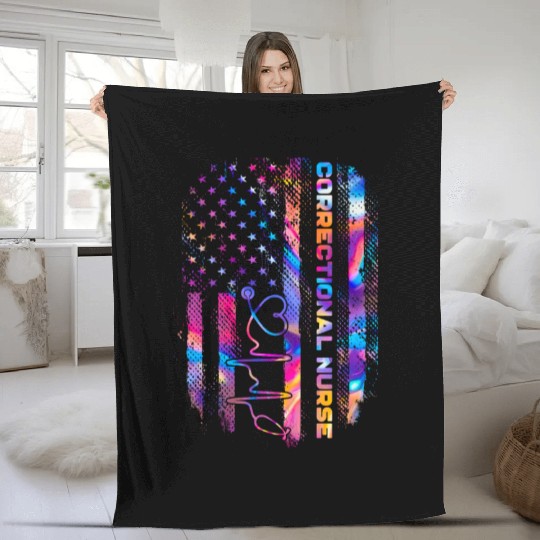 correctional nurse - US flag Fleece Blankets